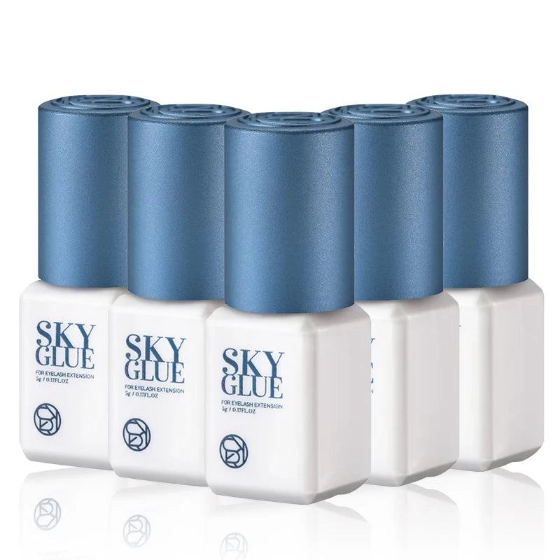 5 Bottles SKY S+ Glue for Eyelash Extensions 5ml Original Korea Sky Blue Cap False Lash Glue Makeup Tools Beauty Shop Supplies
