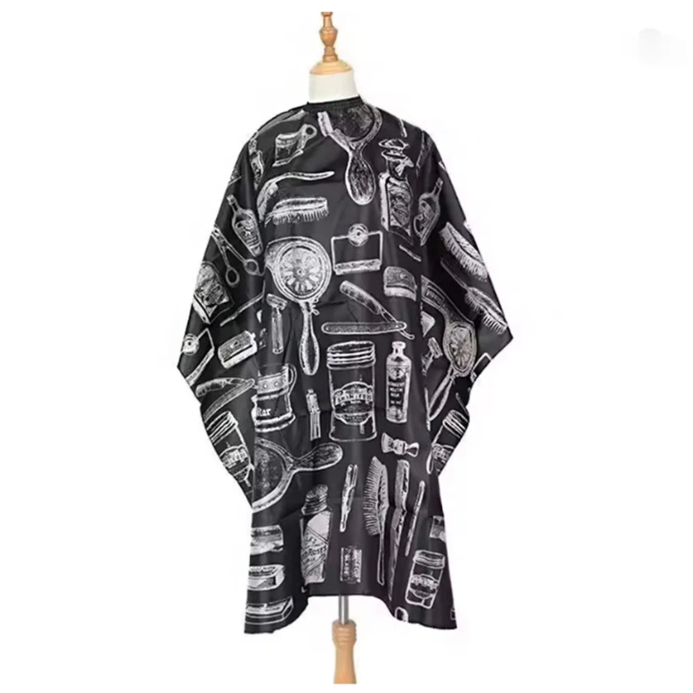 Vintage Print Waterproof Hair Cutting Cape with Soft Neck Duster Brush, Professional Barber Gown and Neck Brush Kit for Salon