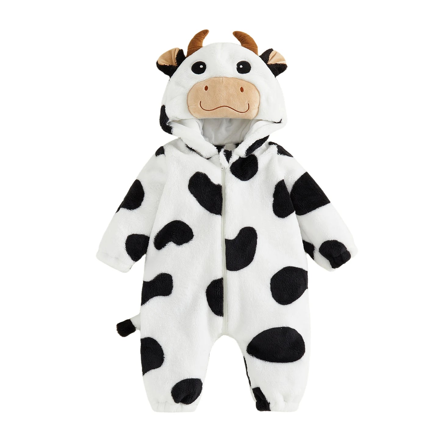 Halloween Costumes Baby Romper, Long Sleeve Hooded Fall Bodysuit Cow Cosplay Costume Halloween Clothes for Girls Boys