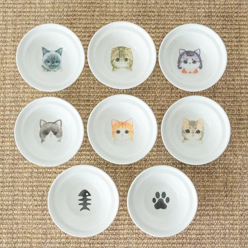 Ceramic Cat Bowl Cat Food Feeder Dog Bowls Drinking Water Bowl Cervical Protection Pet Supplies Ceramic Double Cat Bowls