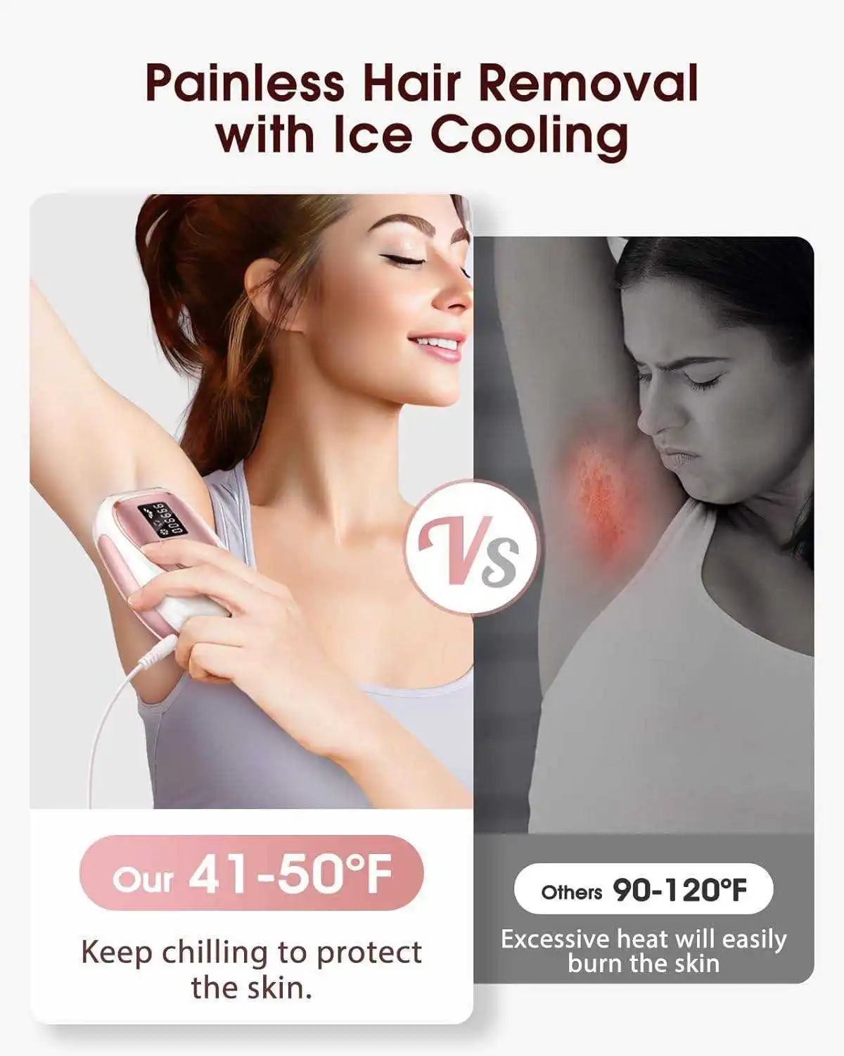 IPL Laser Hair Removal Device for Women Men 999900 Flashes Ice-Cooling Painless Permanent Hair Remover for Face Body Bikini