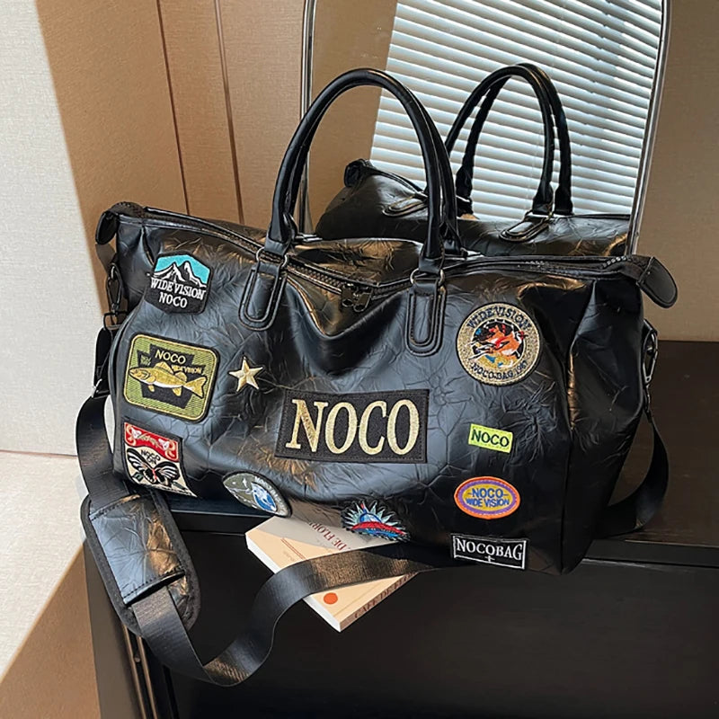 Fitness Travel Bag Suitable for Both Men and Women, Can Be Carried by Hand, Worn over the Shoulder or Cross-Body， Pu Leather Bag