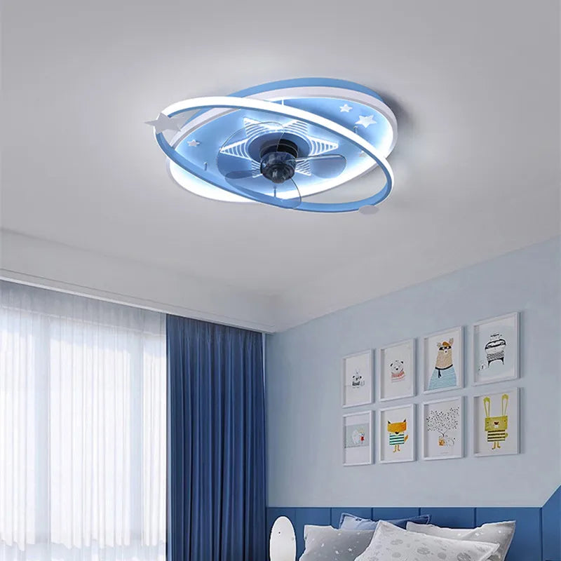 with light small ceiling fan Led kids light with fan Chandelier For Home Bedroom Lamp 3 Color Dimmable remote control fan light