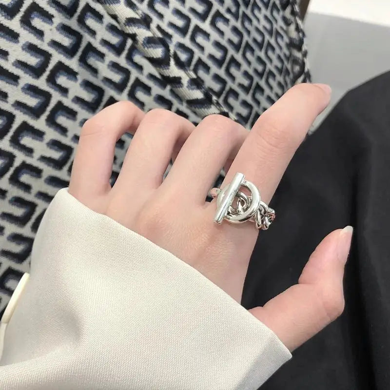 VENTFILLE 925 Sterling Silver Geometric Line Cross Wrap Open Ring For Women Gift Irregular Punk Adjustable Jewelry Dropshipping