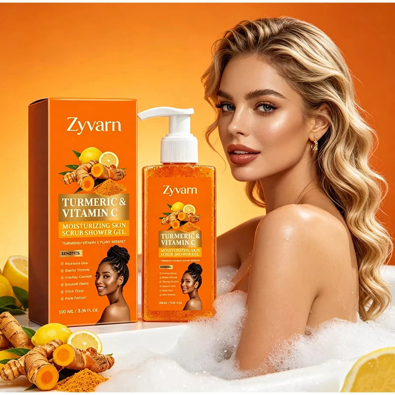 Turmeric&Vitamin C Moisturizing Body Wash, Exfoliating Cleansing Smoothing Body Wash, Gentle Scrub Finish Refreshing Natural Sce