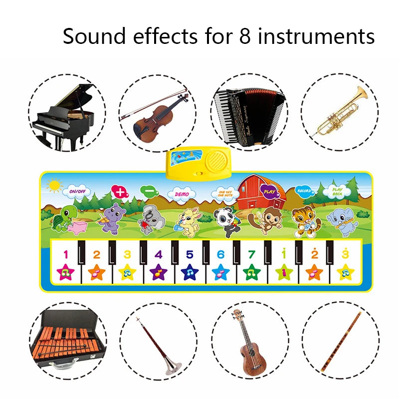 Kids Musical Carpet Baby Toddlers Fitness Keyboard Piano Mat Music Play Instrument Montessori Education Toys Gift for Girl Boy
