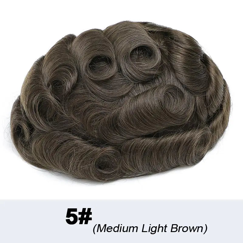 100% Density Full Lace Male Hair Prosthesis Swiss Thin Lace Men's Wig Natural Hairline Human Hair Man Hair System Wigs For Men