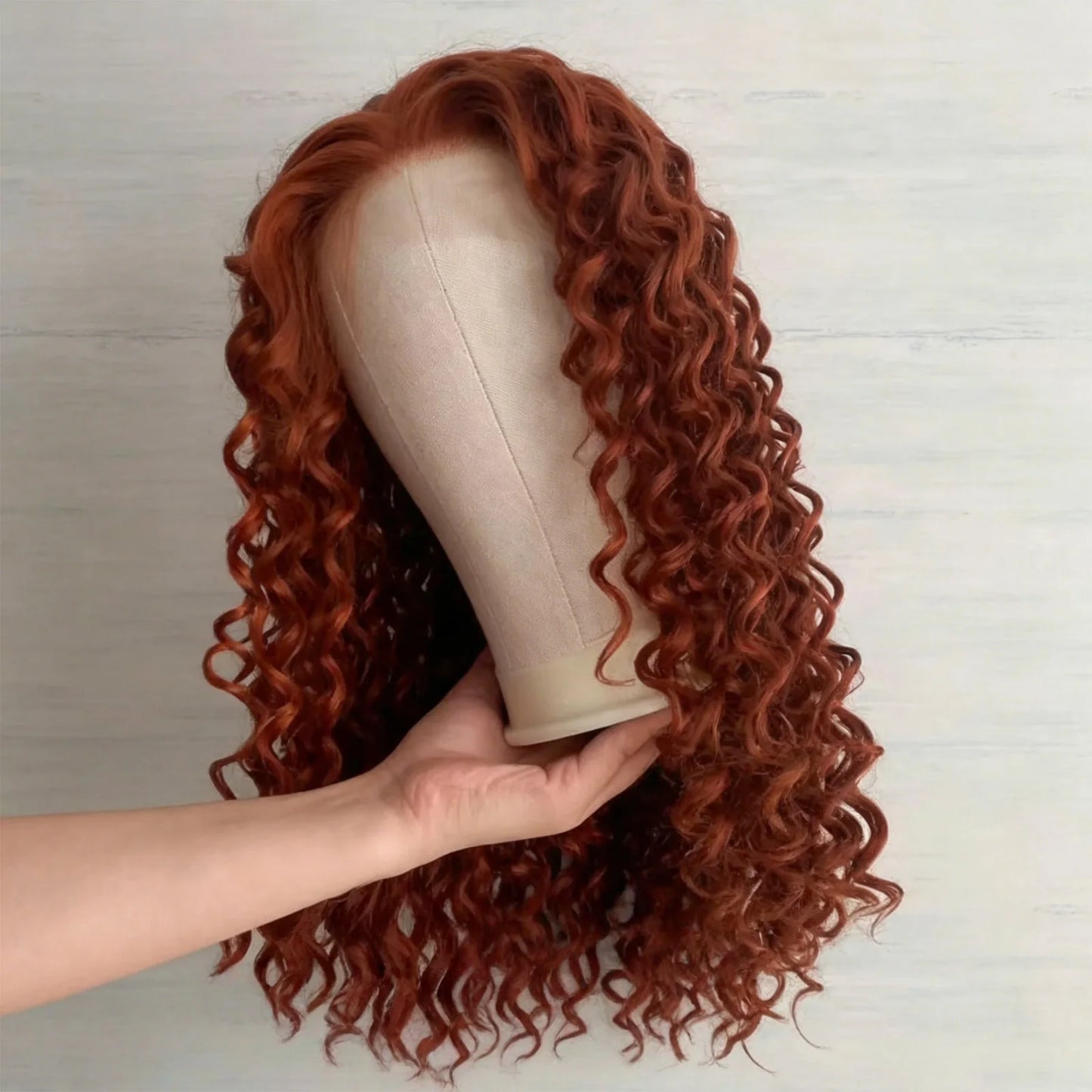 Auburn Ginger 13X4 Deep Curly Lace Front Wigs for Women Copper Red Orange Long Kinky Synthetic Hair Heat Resistant Party Cosplay
