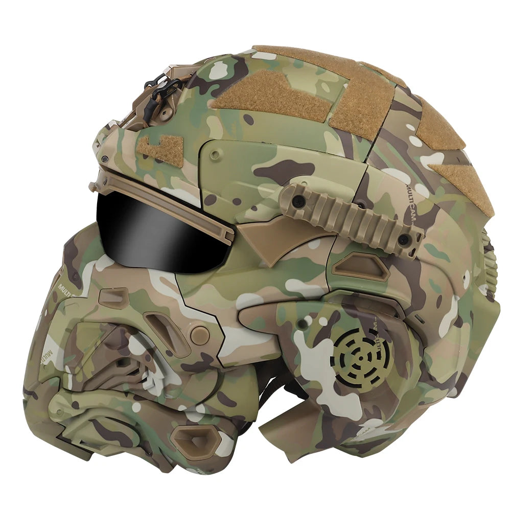 Militar Helmet FAST Helmet Built-in Communication Headset Anti-fog Fan W-Ronin Assault Helmet Detachable Mask Replacement Lens