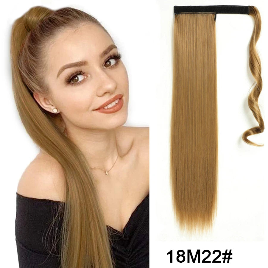 Synthetic Ponytail Long Straight Wrap Around Ponytail Hair Extension Heat-Reistant Fiber Pony Tail Fake Hairpieces For Women