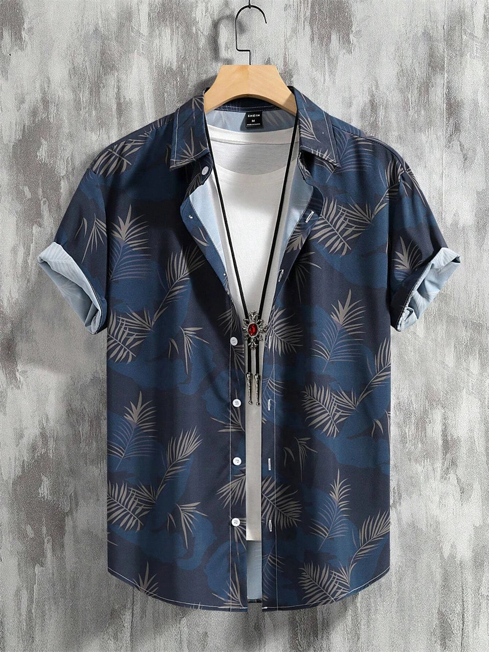 Men's Coconut Tree Graphic Print Short Sleeve Lapel Shirt Tops Men's Casual Button down Shirts Clothing Versatile Shirts