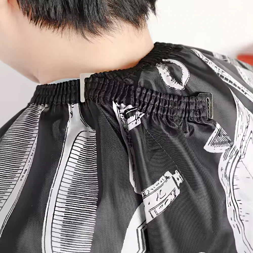 Vintage Print Waterproof Hair Cutting Cape with Soft Neck Duster Brush, Professional Barber Gown and Neck Brush Kit for Salon