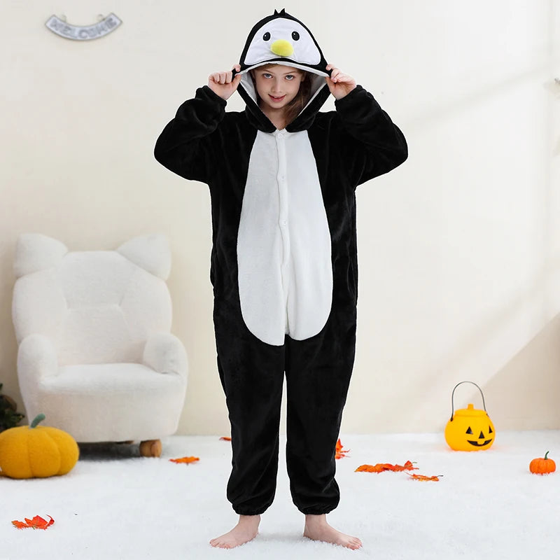 MICHLEY Christmas Capybara Flannel Blanket Sleepers Onesie Hooded Children Costume Clothes Jumpsuit Sleepwear For Boys Girls