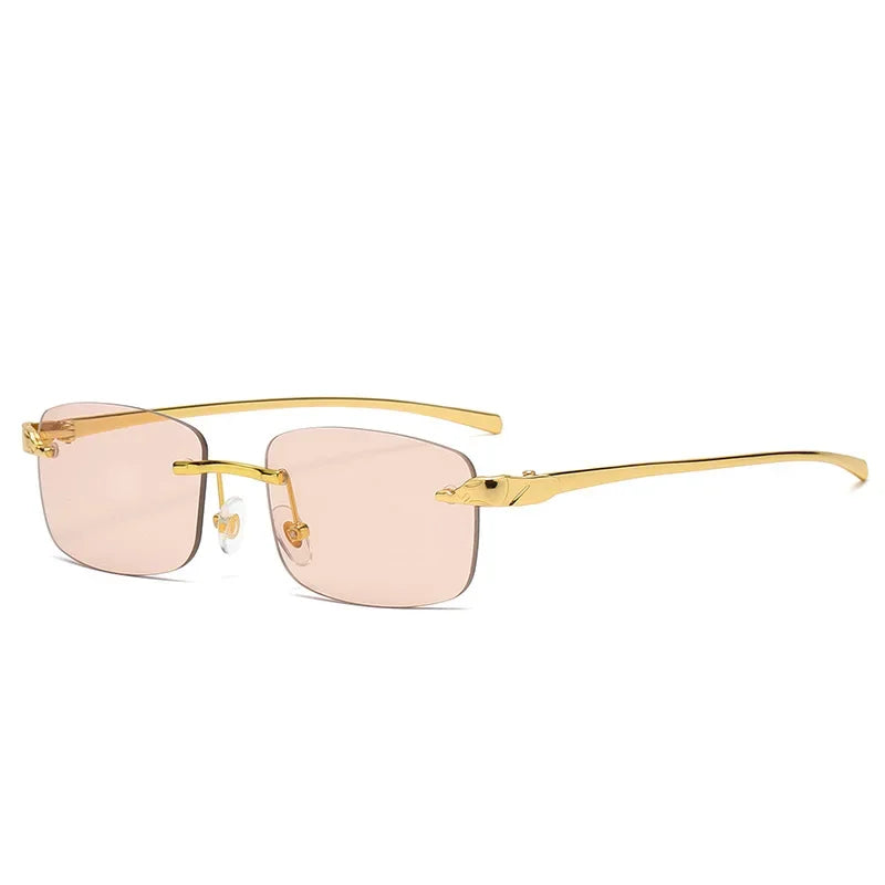 Fashion Vintage Rimless Square Sunglasses Women Men Luxury Brand Designer Popular Travel Driving Metal Small Sun Glasses
