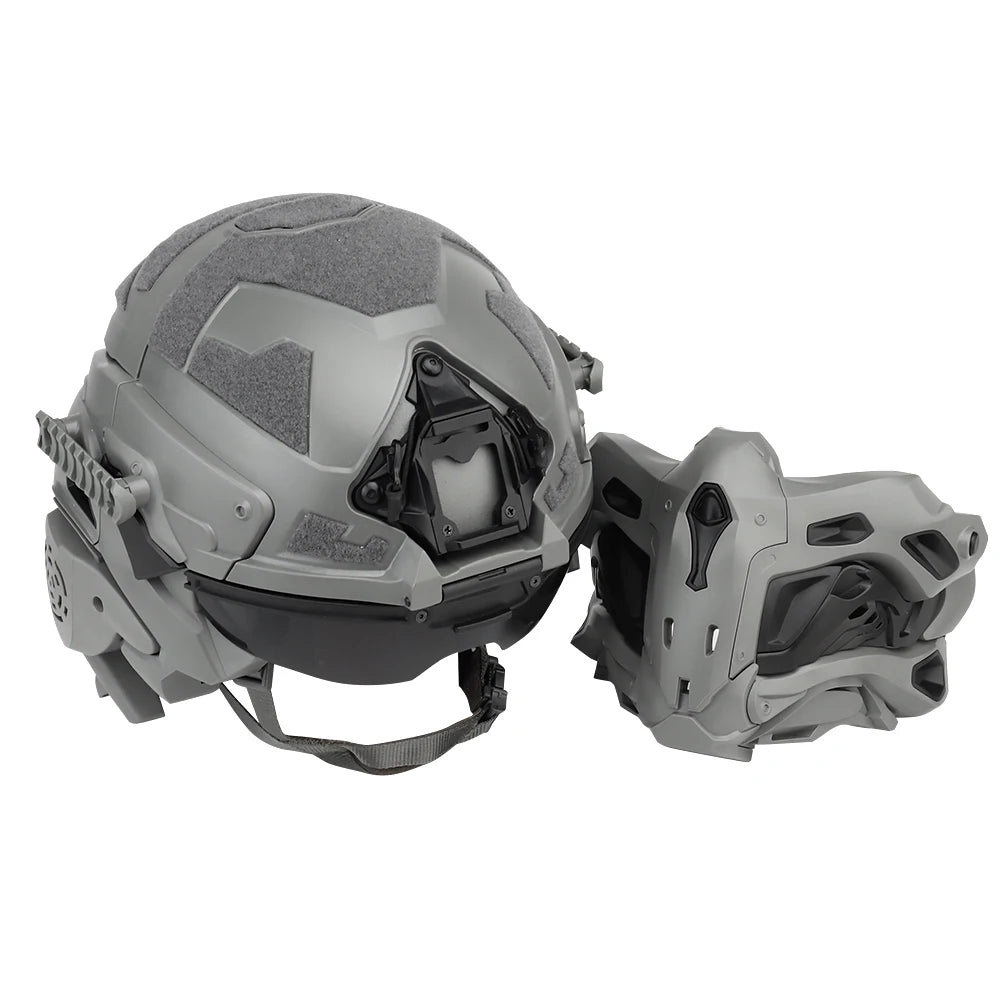 Militar Helmet FAST Helmet Built-in Communication Headset Anti-fog Fan W-Ronin Assault Helmet Detachable Mask Replacement Lens