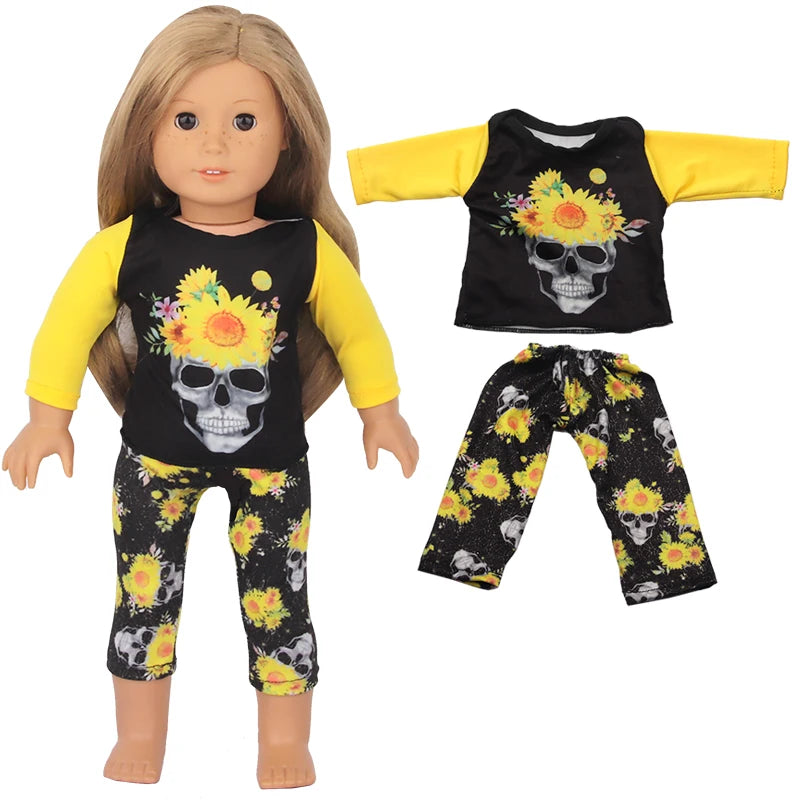 Halloween Doll Clothes Festival Pumpkin, Skeleton Costumes For 18 Inch American&43cm Baby New Born,OG,Life Girl Doll Accessories