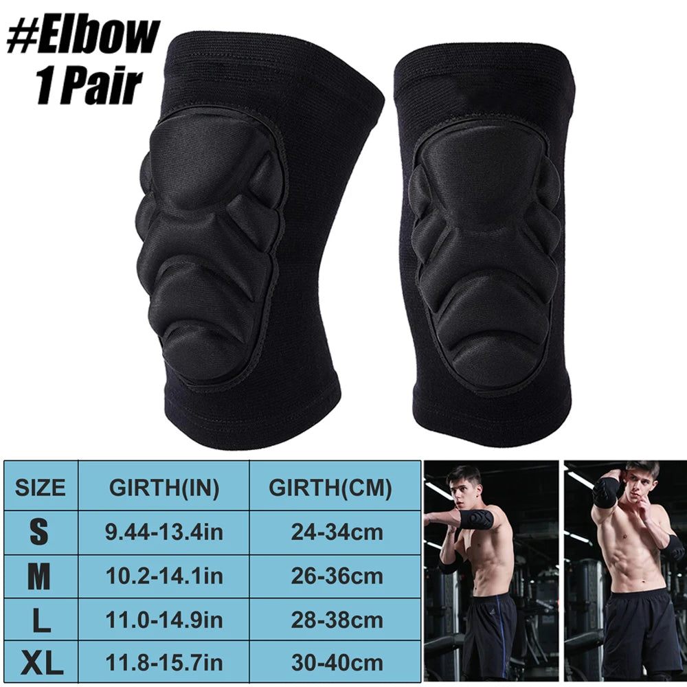 1Pair Knee Elbow Pads,Thick Sponge Collisioned Kneepads for Sports,Protective Knee Support Sleeve for Basketball Running Cycling