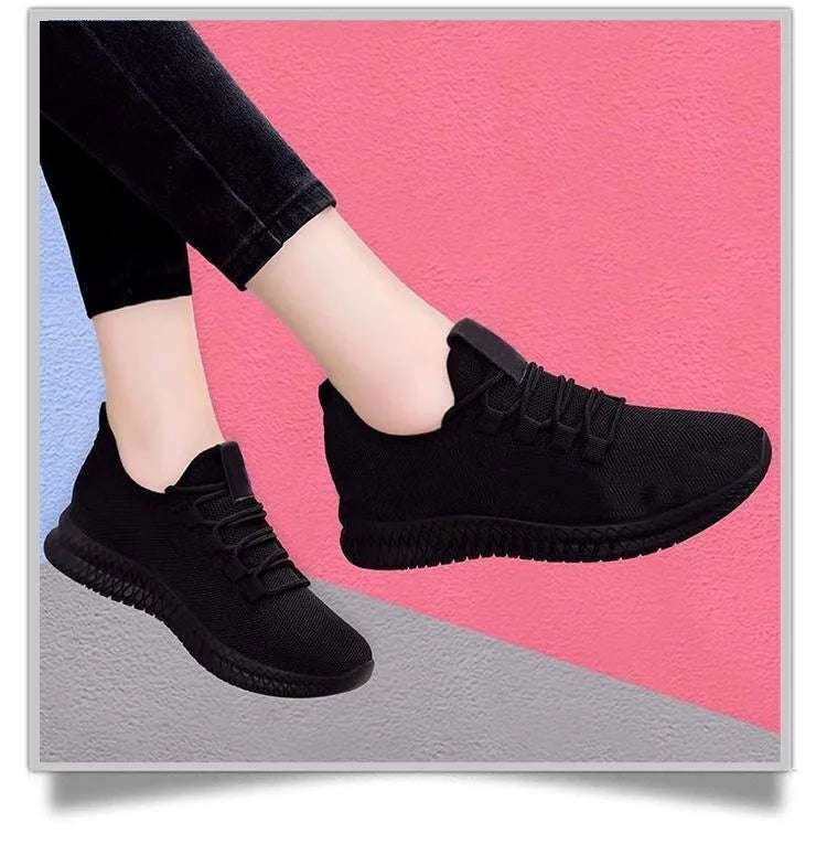Women Casual Sport Shoes Light Sneakers Women's Black Outdoor Breathable Mesh Black Running Shoes Athletic Jogging Tennis Shoes