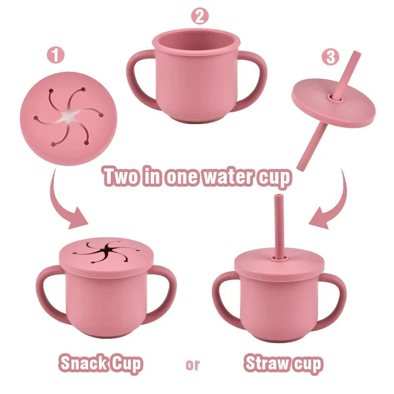 10pcs Children's Silicone Dinner Plate Set Strong Suction Anti-Fall Children's Eating Training Bowl Fork Spoon Feeding Tableware