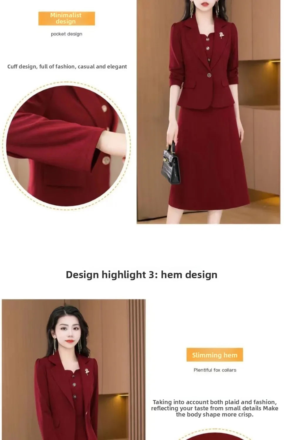 Elegant Slimming Autumn Winter Wedding Dress Set Long Ankle Length Cocktail Dresses with Suit Jacket for Wedding Banquet