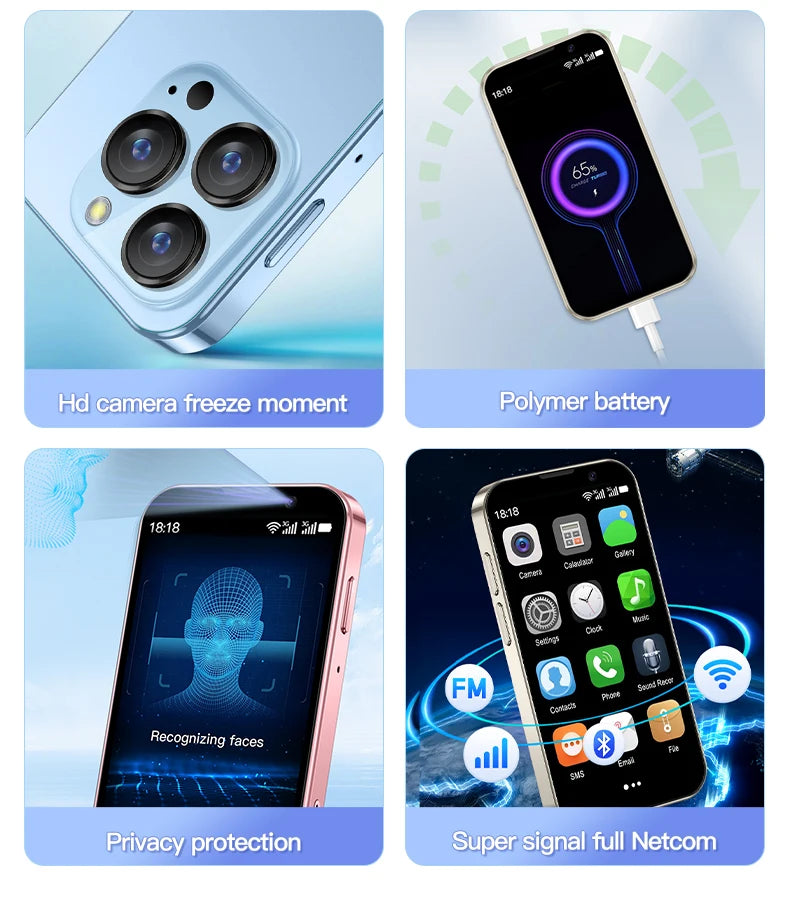 SERVO 16SE Ultra Mini Pocket Smartphone 16GB ROM 3G WCDMA Android 9.0 WiFi Dual SIM Face Unlock Play Store 3.0" Screen Cellphone