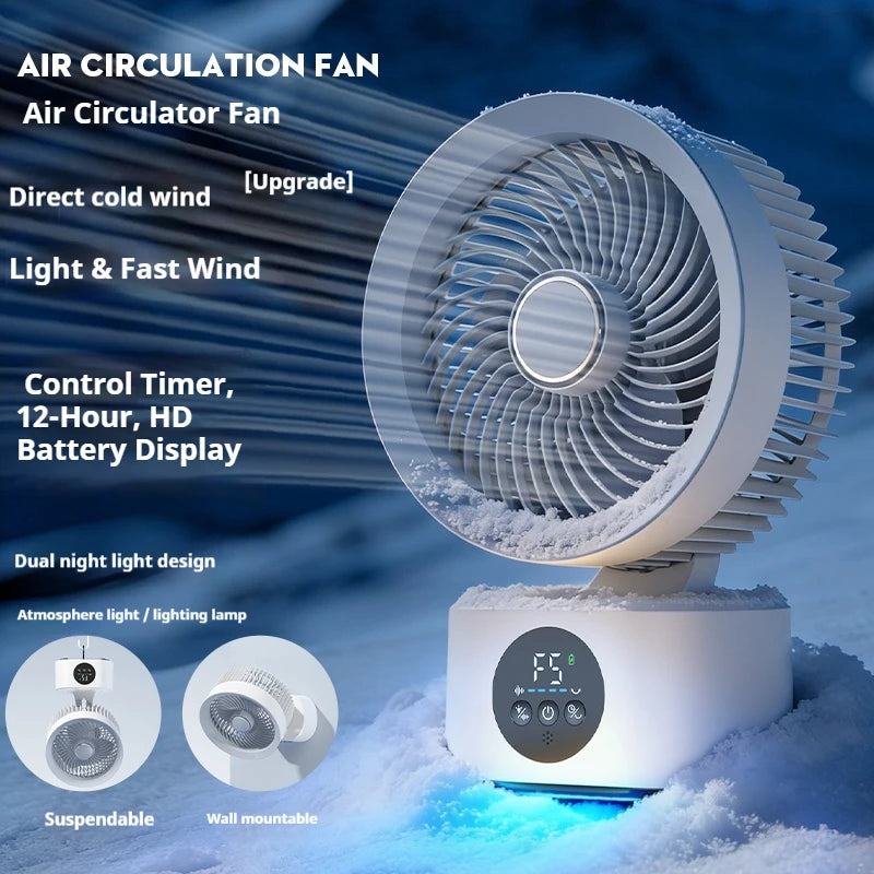 2026 New Upgrade Portable Rechargeable USB Wall Hanging Fan Remote Control Folding Shaking Head Fan With Nightlight Air
