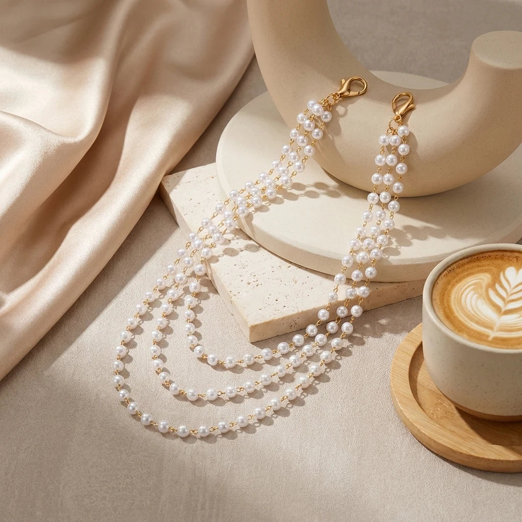Sexy Imitation Pearl Body Chain for Women Multilayer Pearl Rice Beads Chain Shoulder Sweater Long Chain Party Wedding Jewelry