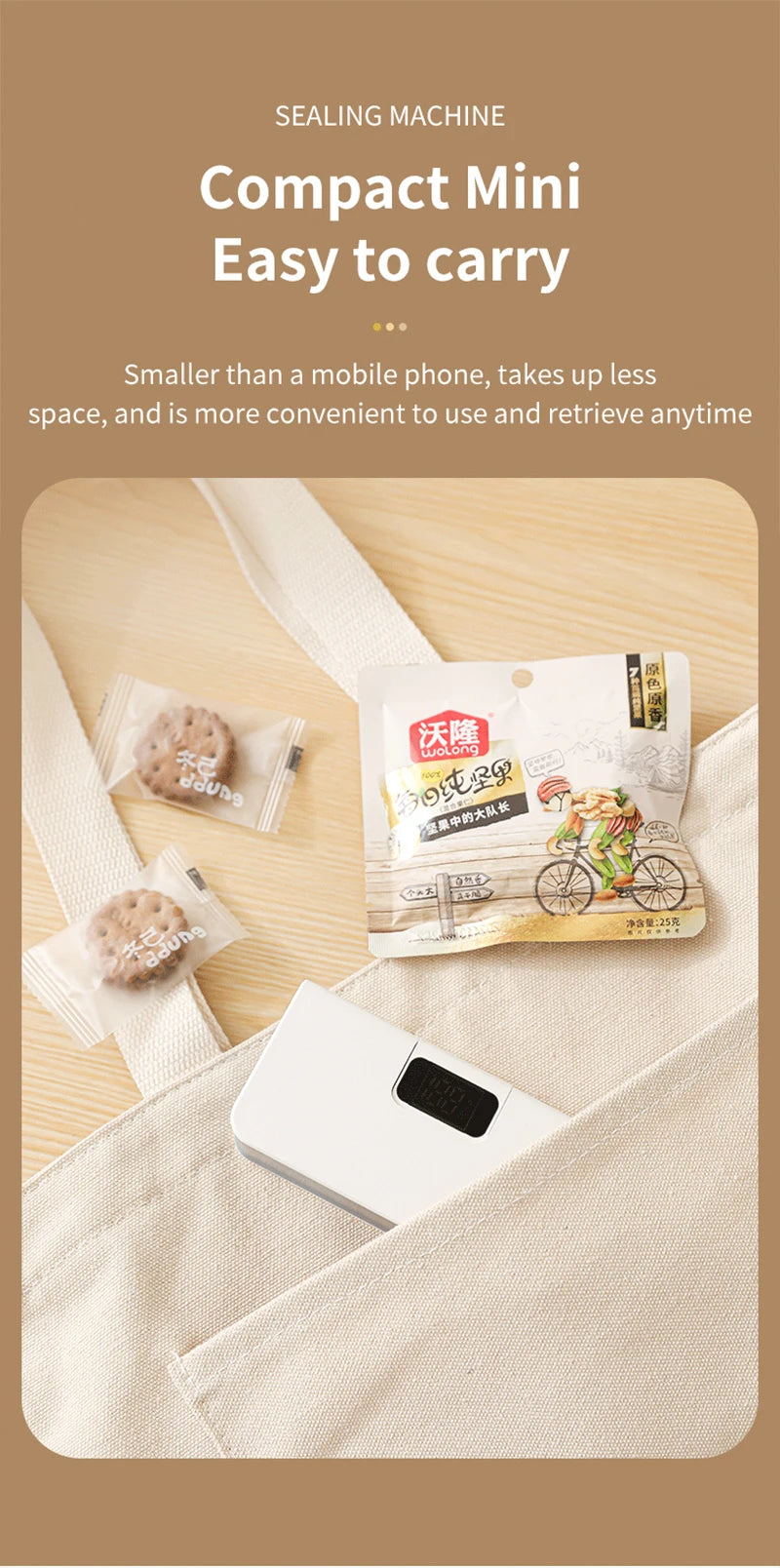 Mini Heat Sealer Plastic Bag Heat Sealing Machine Rechargable Plastic Storage Package Sealer Handheld Clip Bag Food Heat Sealer