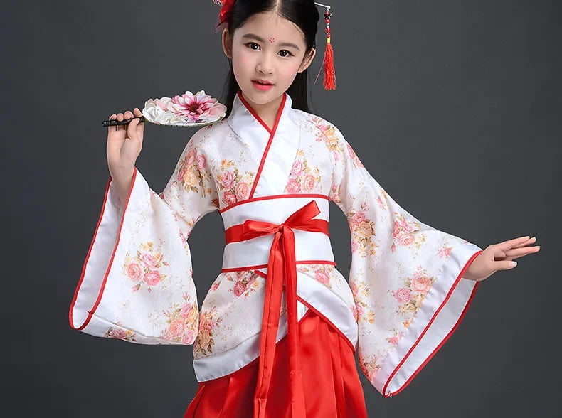 Halloween Cosplay Kids Set Dance Performance Dress for Girls Show Disfraz Child Hanfu Dress Costume Chinese Traditional Clothes