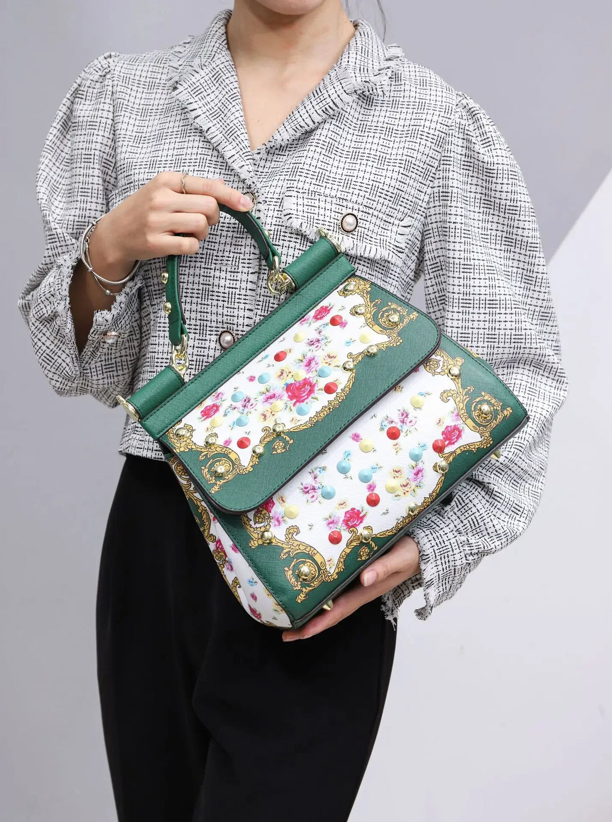 Luxury Women Bags Leather Vintage Painting Art Purse Handbags Girl Shoulder Bag Fashion Cross Body Messenger Bag Female Totes