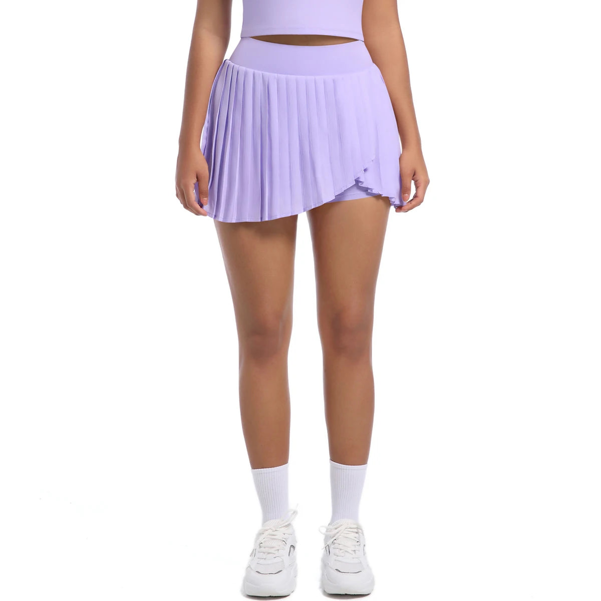 New Pleated Skirt With Pockets Summer Gym Sport Yoga Short Skirt Solid Color Tennis Skirt False Two-piece Sunscreen Tennis Skirt
