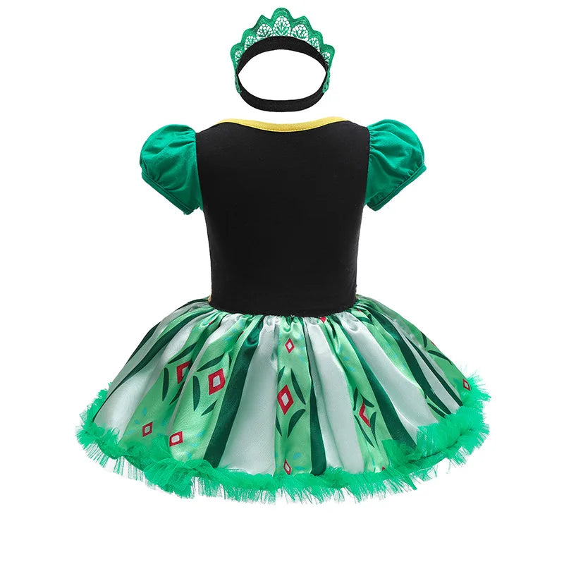 Baby Girls Belle Princess Outfit Anna Elsa Infant Baby Dress Kids Romper Witch Halloween Cosplay Clothes Birthday Costume Dress