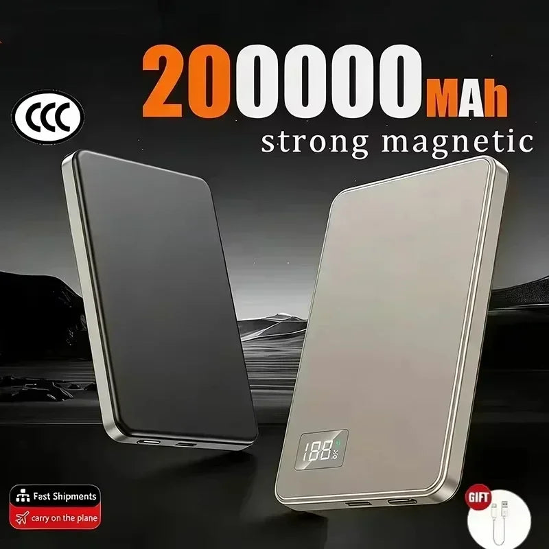 Lenovo 500000mAh CCC Certified Magnetic Ultra Thin Wireless Portable Power Bank Super Fast Charging LED Display Pack For MagSafe