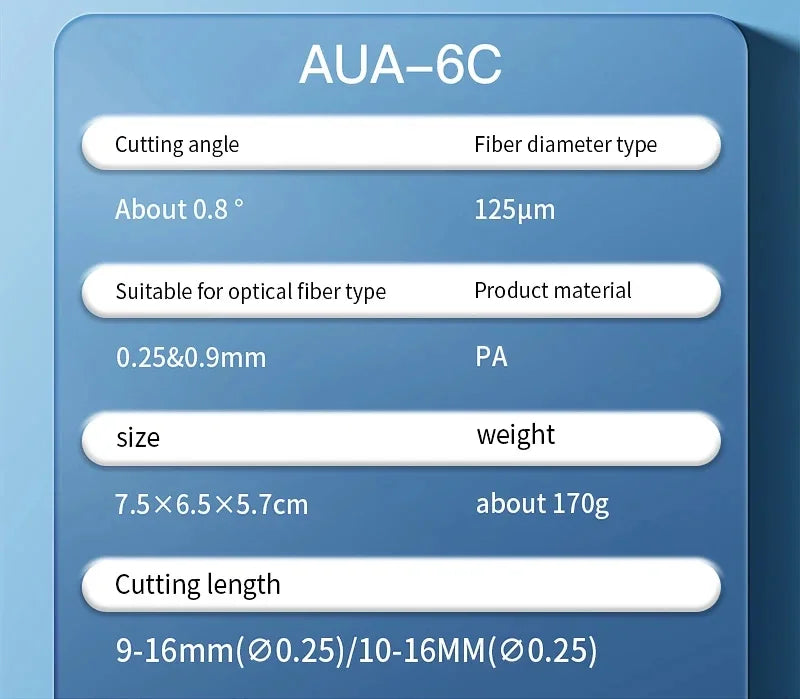 AUA-6C Fiber Cleaver FTTH Cable Fiber Optic Cutting Knife Tools Cutter Three-in-one Clamp Slot 16 Surface Blade