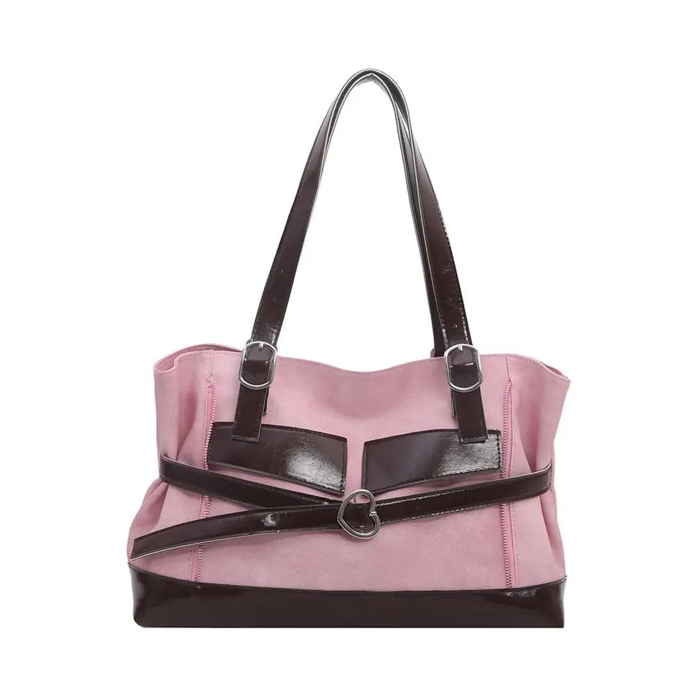 Retro Belt Buckle Underarm Shoulder Bag Women Large Capacity Commuter Tote Bag Vintage Casual Handbag Female Purse
