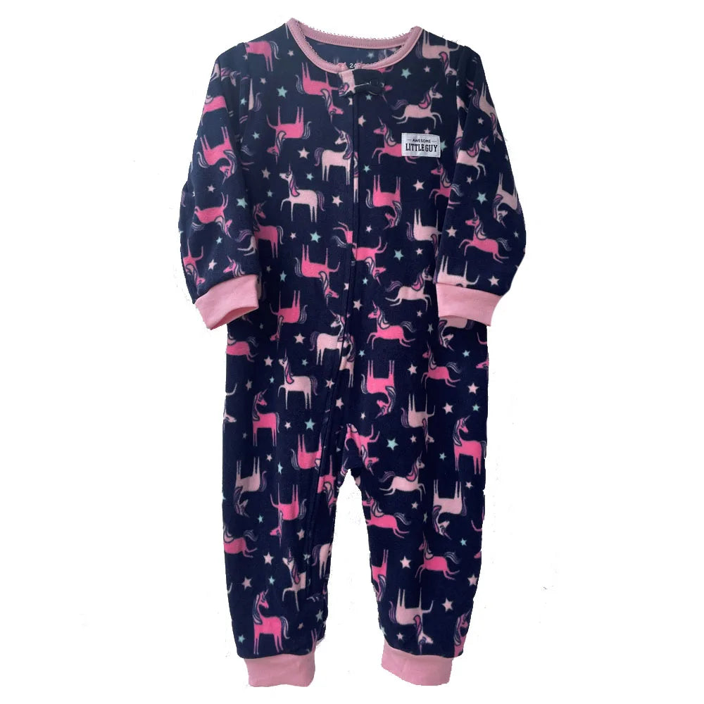 24M Toddler Baby Clothes Romper Children Fleece Outdoor Clothing Winter Warm Climbing Jumpsuit Zipper One-piece Coverall Pajamas