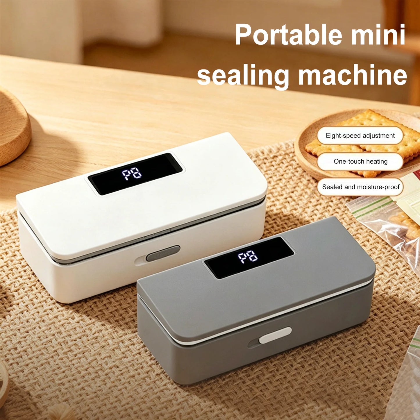Fridge Magnet Sealer 8-Level Adjustable Mini Bags Sealer and Cutter 1800mAh Handheld Bags Resealer Machine for Fridge & Kitchen