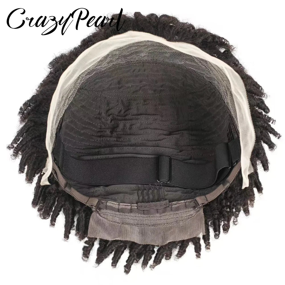 Short Pixie Cut Dreadlocks Wigs Natural Color Afro Twists Dreadlocks Lace Frontal Wig Faux Locs Braided Hair Replacement Wigs