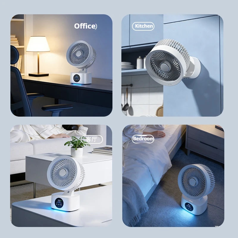 2026 New Upgrade Portable Rechargeable USB Wall Hanging Fan Remote Control Folding Shaking Head Fan With Nightlight Air