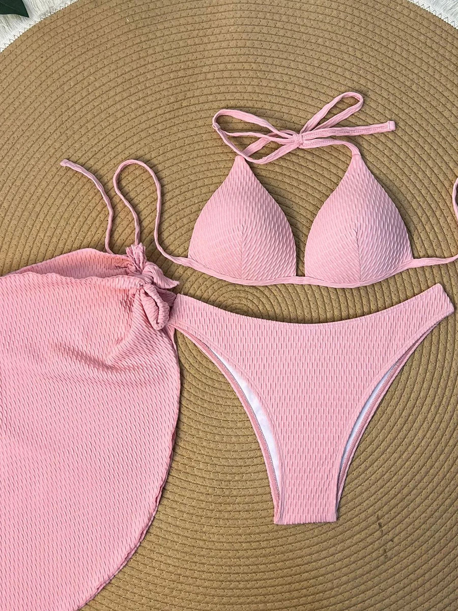 2026 Halter Triangle String Bikinis Swimsuit Women 3 Pieces Sexy Push Up Swimwear Female Bathers Bathing Swimming Swim Suit
