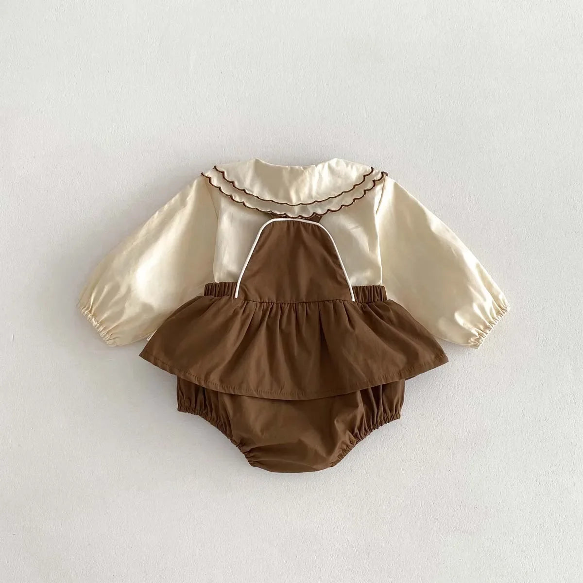 8761 Baby Clothing Set Spring 2024 New Girl's Suit Sleeveless Suspenders Skirt Short+Doll Collar Shirt Sweet Two Piece Suit