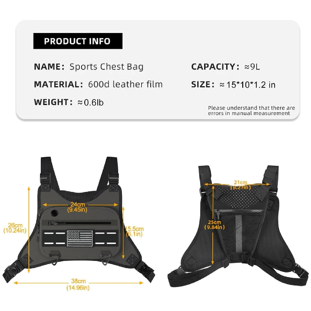 Outdoor Running Cycling Chest Bag Water-Resistant Lightweight With Phone Pouch For Fitness Commute Multi-Scene Men Women