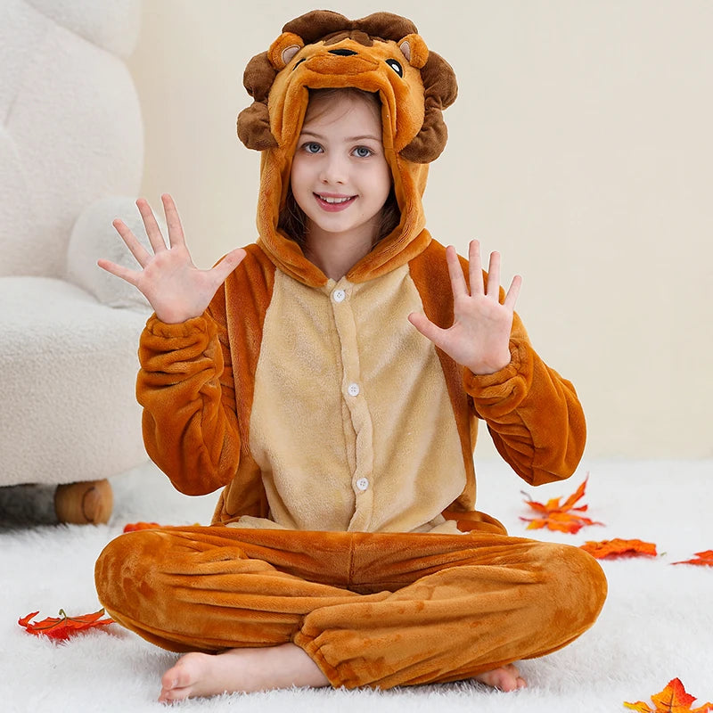 MICHLEY Christmas Capybara Flannel Blanket Sleepers Onesie Hooded Children Costume Clothes Jumpsuit Sleepwear For Boys Girls