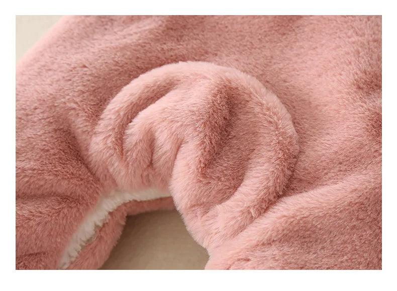 ZOETOPKID Baby Rompers Winter Warm Coral Fleece Newborn Boys Girls Clothes Cartoon Rabbit Coats Infant Jumpsuit Animal Overalls