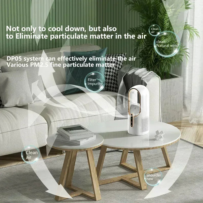 Portable USB Air Cooler Leafless Electric Fan 6 Speed Silent Timer Air Conditioner Cooling Fan Humidifier Conditioning Fan Amagi