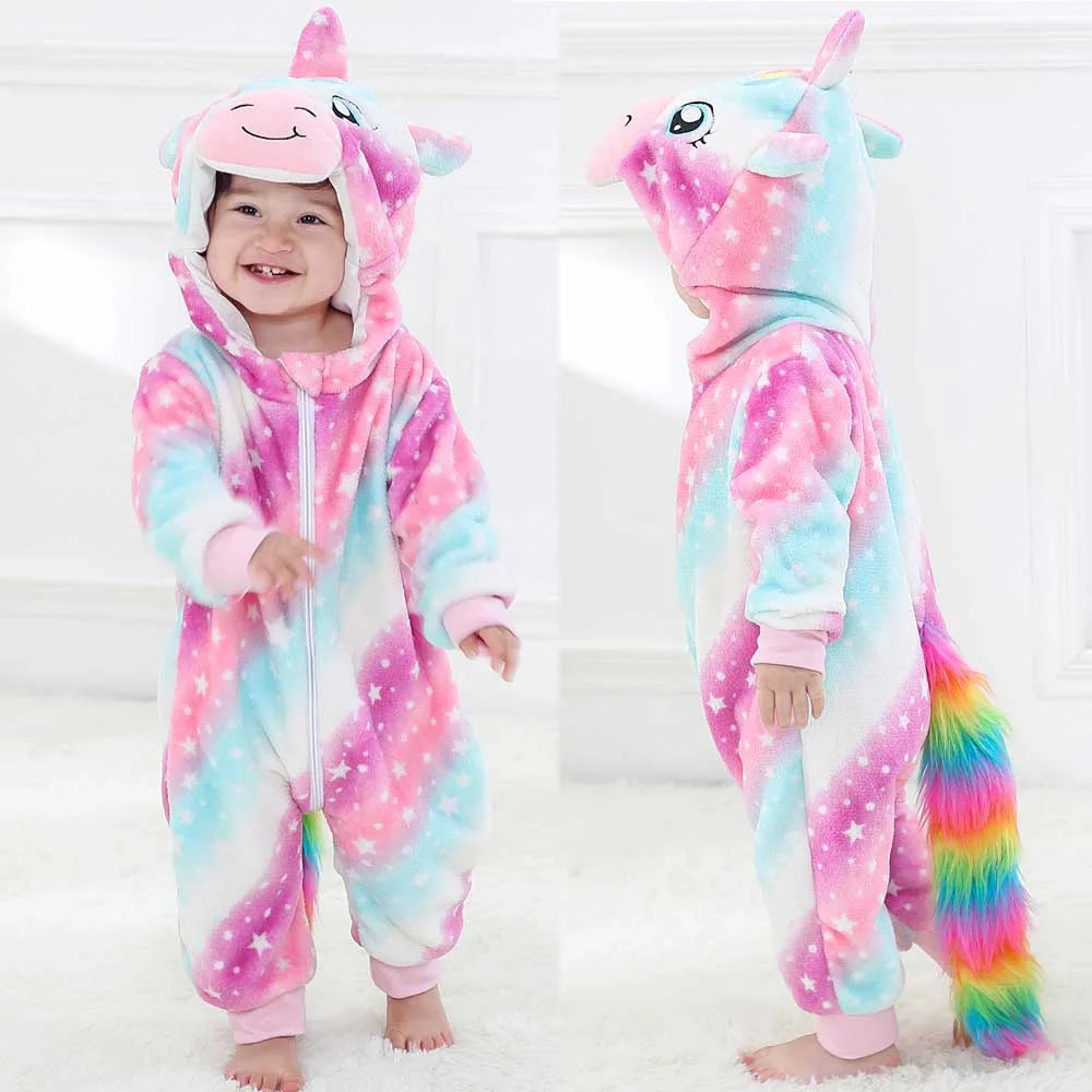 0 to 4 Years Baby Pajamas Winter Cartoon Sleeping Clothes Boys Dinosaur Pijamas Onesies Girls Clothes Toddler Night Bodysuits