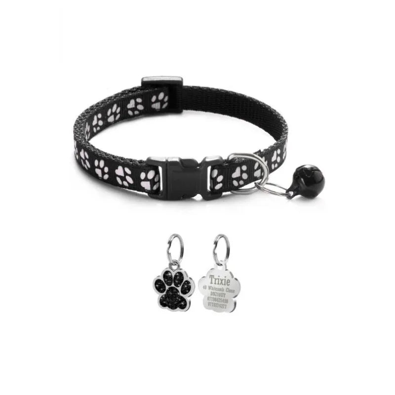 Personalized Cat Collar Adjustable Nylon Pet Products Bell Small Large Kitten pendant Accessories name Tag Small Necklace