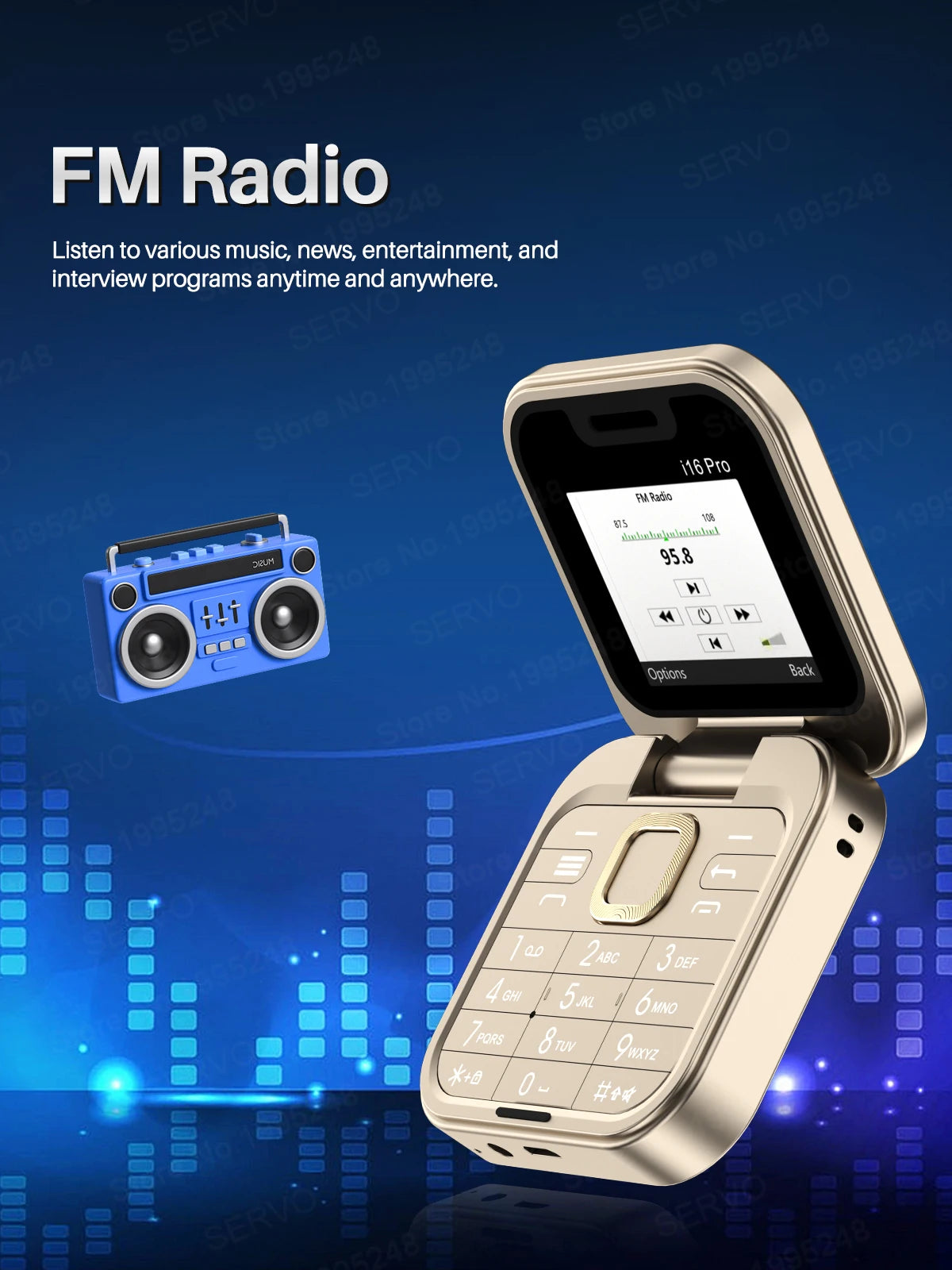 SERVO i16 PRO Flip Mini Mobile Phone Dual SIM Call Recording Speed Dial Magic Voice FM Radio 2G GSM Small Fold Button Telephones