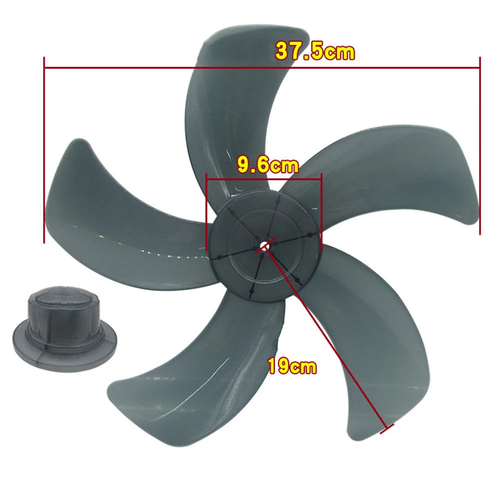 Replacement Fan Blade for 16 Inch Household Stand or Desk Fans 5 Leaves Plastic Blade with Nut Cover Offering Use