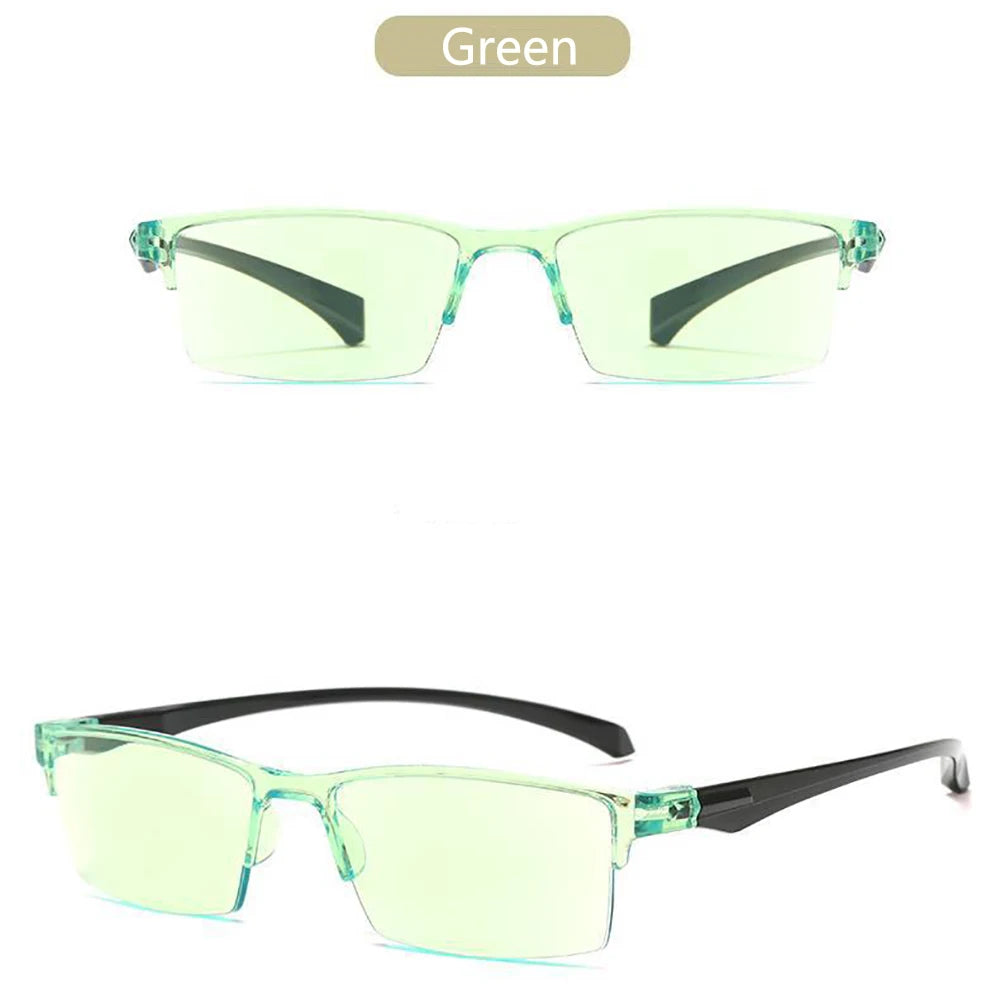 Intelligent Progressive Multifocal Reading Glasses Anti Blue Light Half Frame Spectacles Far Near Dual Use Presbyopic Glasses